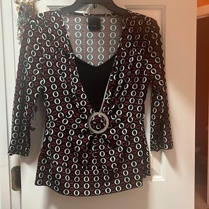 Y2K Black,White, and Red Belted Top